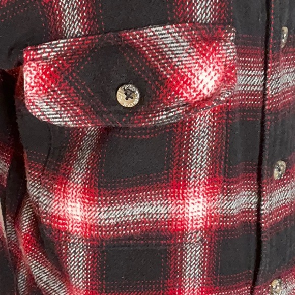 Field & Stream Flannel Medium Two Pockets Red White Black Plaid 100% Cotton BX26 - Picture 2 of 8
